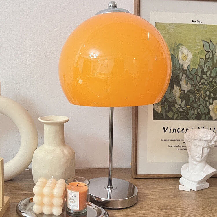 Modern Creative Orange Mushroom Glass Lampshade LED Table Lamp