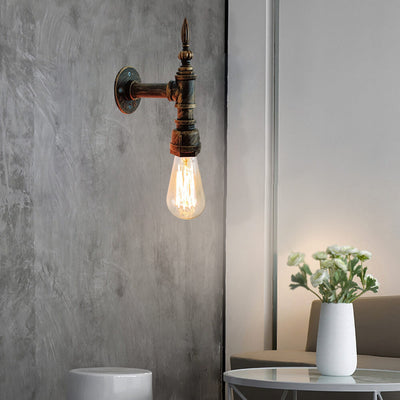 Industrielle Vintage-Eisen-Wasserpfeife 1-Licht-Wandleuchte 