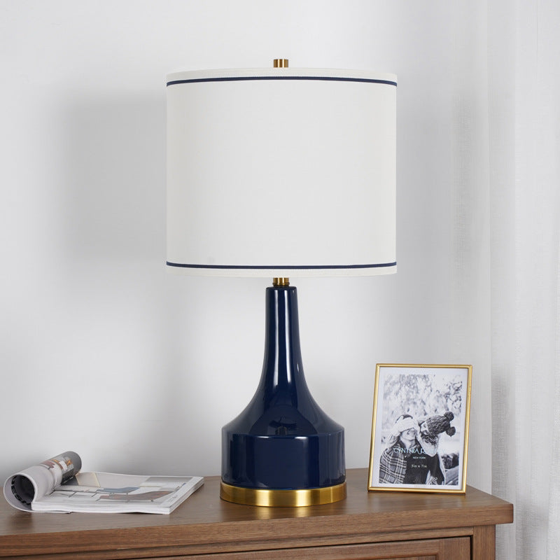 Modern Light Luxury Fabric Cylinder Water Drop Jar 1-Light Table Lamp