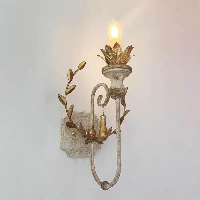 Vintage Rustic Solid Wood Candelabra 1-Light Wall Sconce Lamp