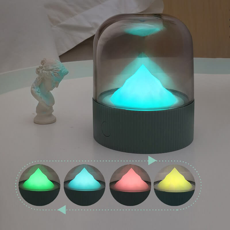 Lámpara de mesa con luz nocturna LED USB para PC de montaña nevada retro creativa 