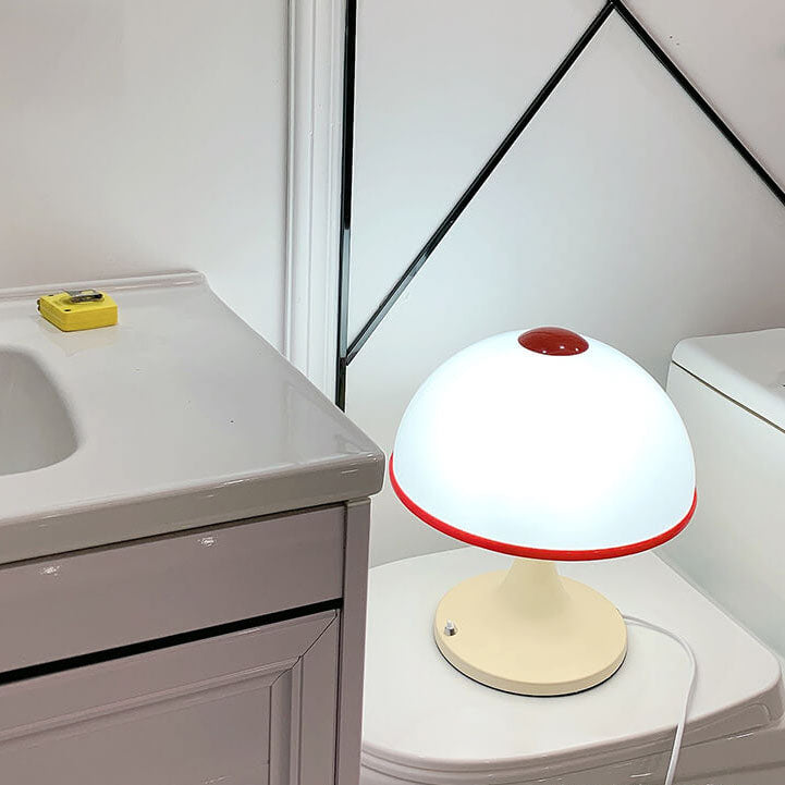 Lampe de Table Moderne en Métal et Champignon Crème à 1 Lumière 