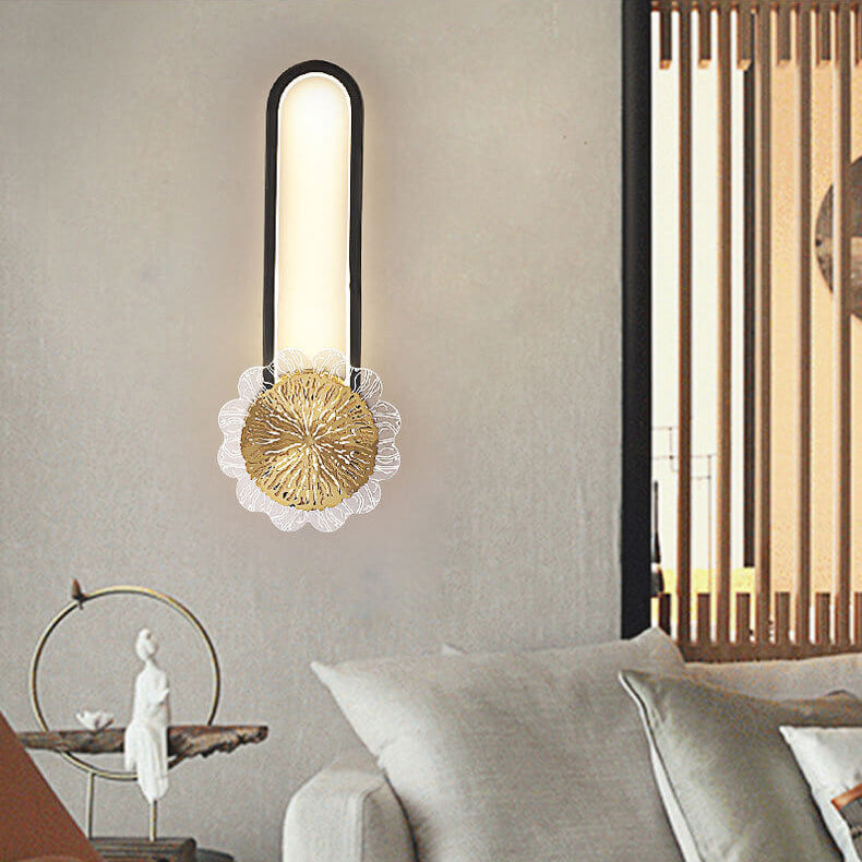 مصباح حائط LED بتصميم حلقة إبداعي بسيط من النحاس الصناعي الكامل 
