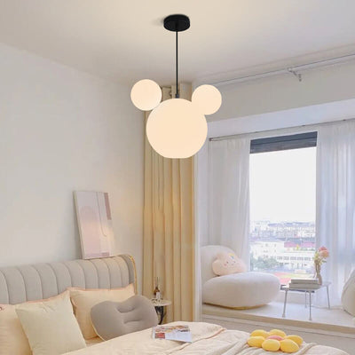 Modern Minimalist Milk White PE Mouse 3-Light Kids Chandelier