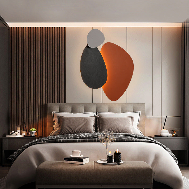 Contemporary Scandinavian Geometric Iron Round Plate Combination LED Wall Sconce Lamp For Bedroom