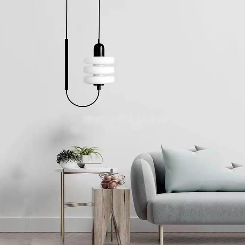 Japanischer minimalistischer runder Glasschirm LED Pendelleuchte 