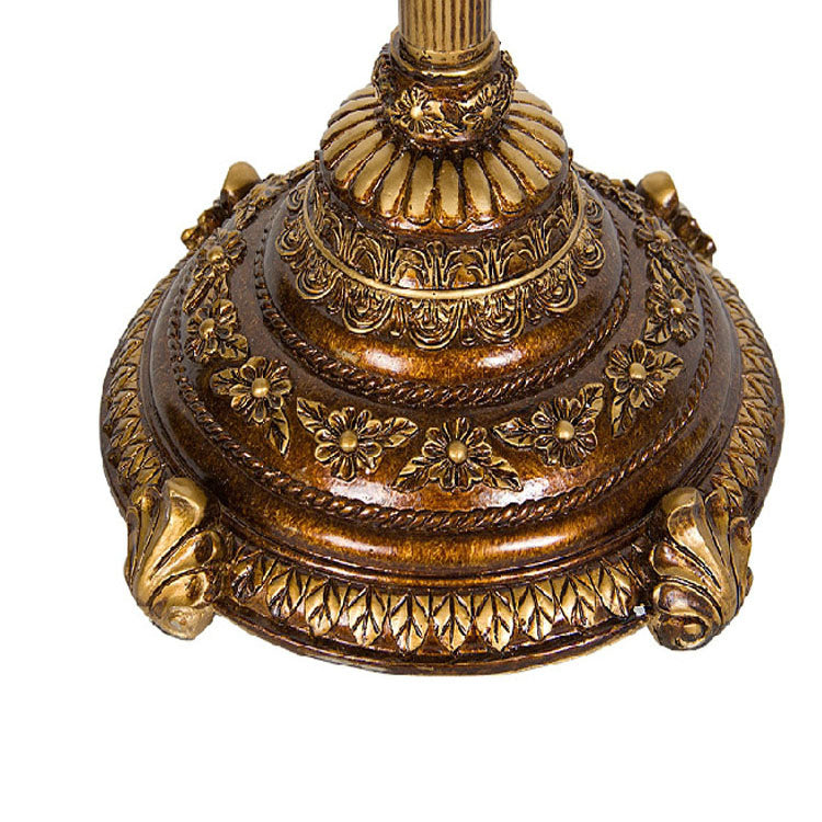 Lampe de sol traditionnelle européenne en résine avec tissu floral cylindrique à 1 lumière pour chambre 