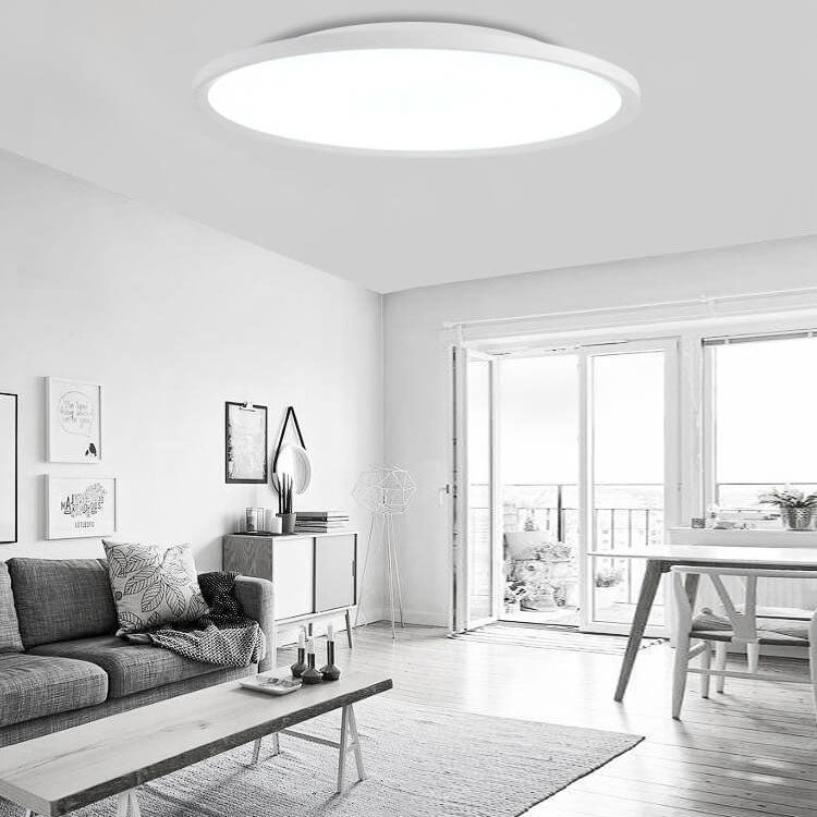 Modern Minimalist Acrylic Aluminum Round Shade LED Flush Mount Ceiling Light For Living Room