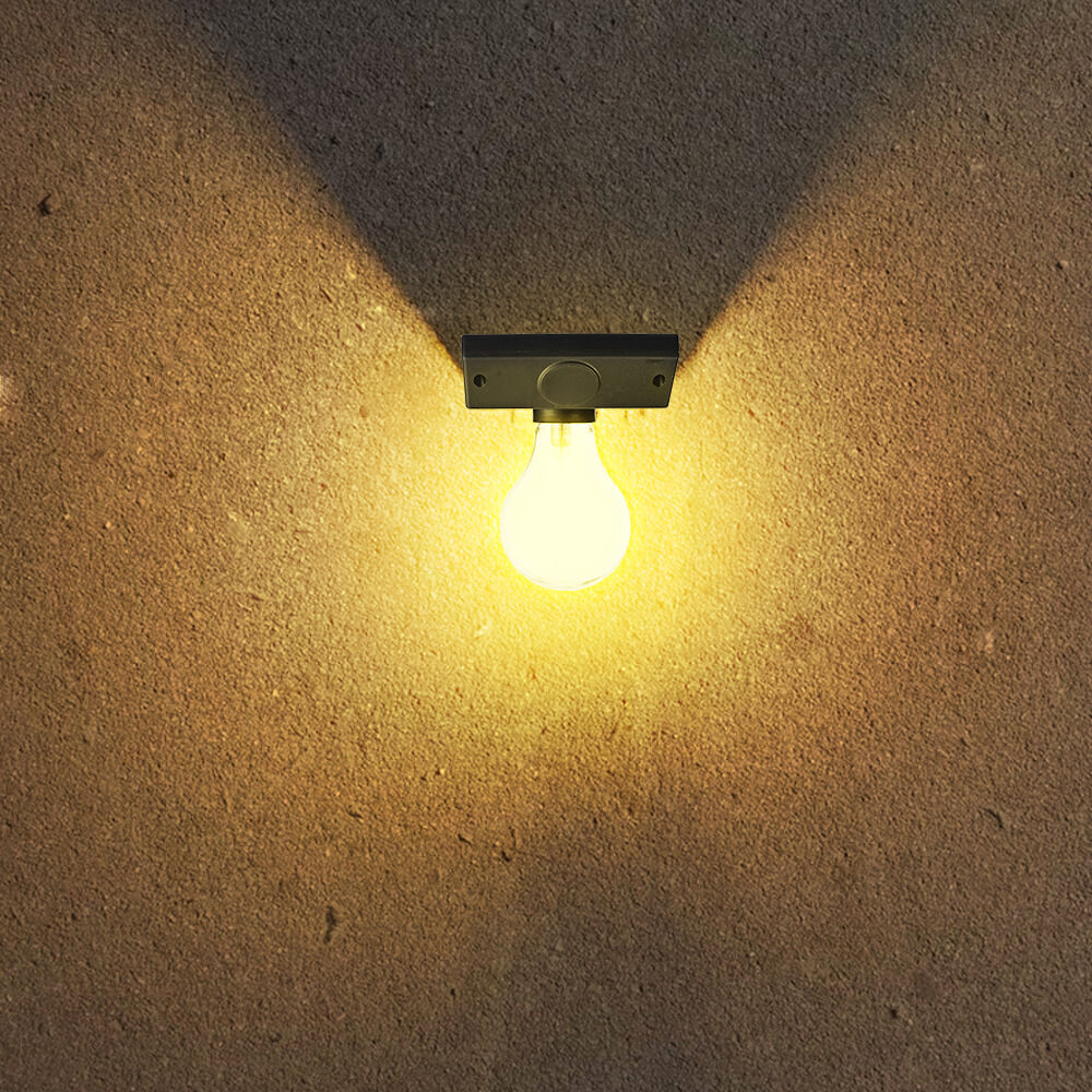 Modern Minimalist Solar Outdoor Human Sensor Super Bright Tungsten Bulb LED Waterproof Patio Wall Sconce Lamp