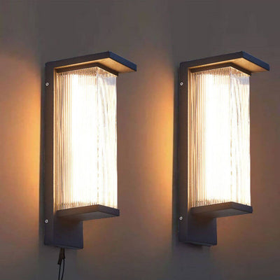 Industrial Waterproof Rectangular PC Striped Shade LED Outdoor Wall Sconce Lamp