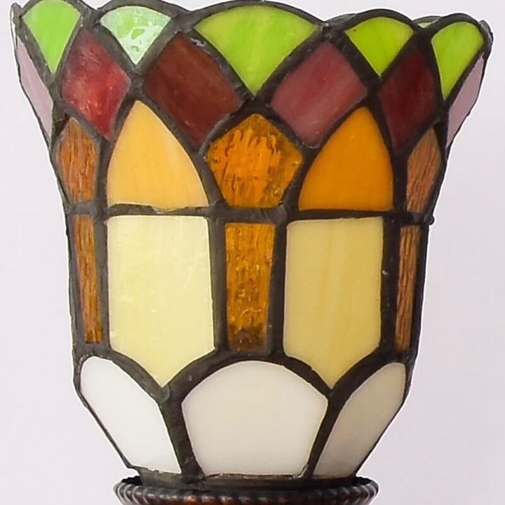 Traditional Tiffany European Vintage Stained Glass Mirror Front Light 3-Light Wall Sconce Lamp