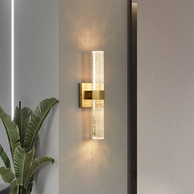 Contemporary Luxury Cylinder Aluminum Crystal LED Wall Sconce Lamp For Living Room