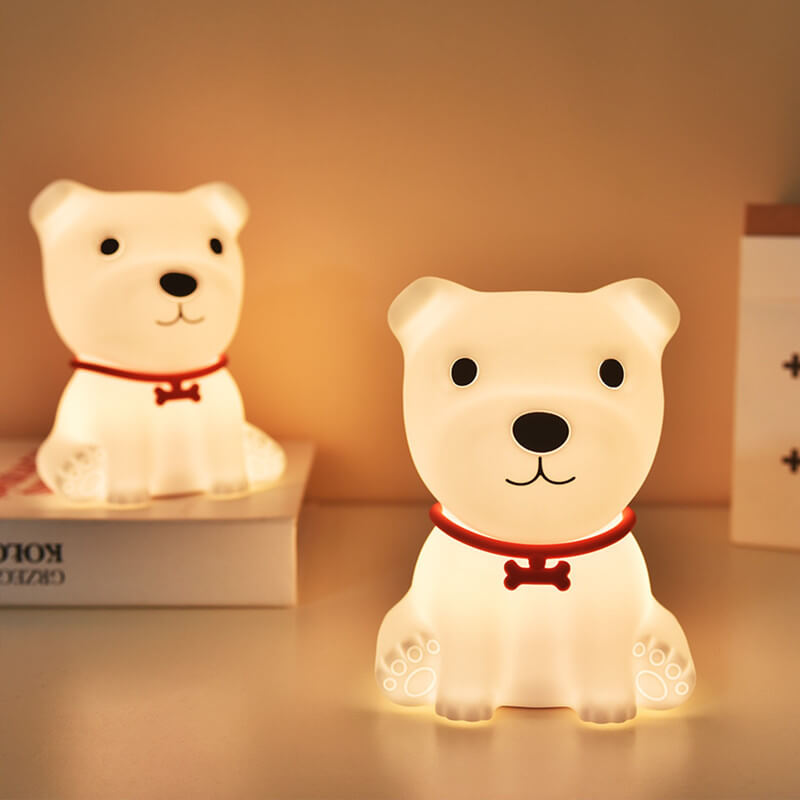 Lámpara de Mesa LED Luz Nocturna USB de Silicona Creativa de Cachorro Adorable 