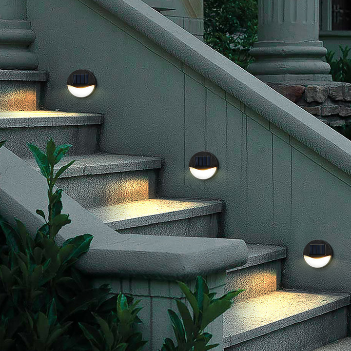 Modern Minimalist Round Square LED Outdoor Solar Waterproof Patio Step Light For Outdoor Patio