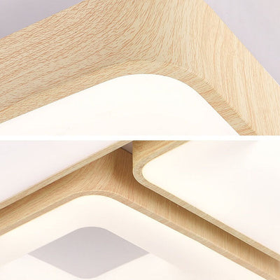 Japanische einfache quadratische geometrische Eisen-Woodgrain-LED-Unterputz-Deckenleuchte 