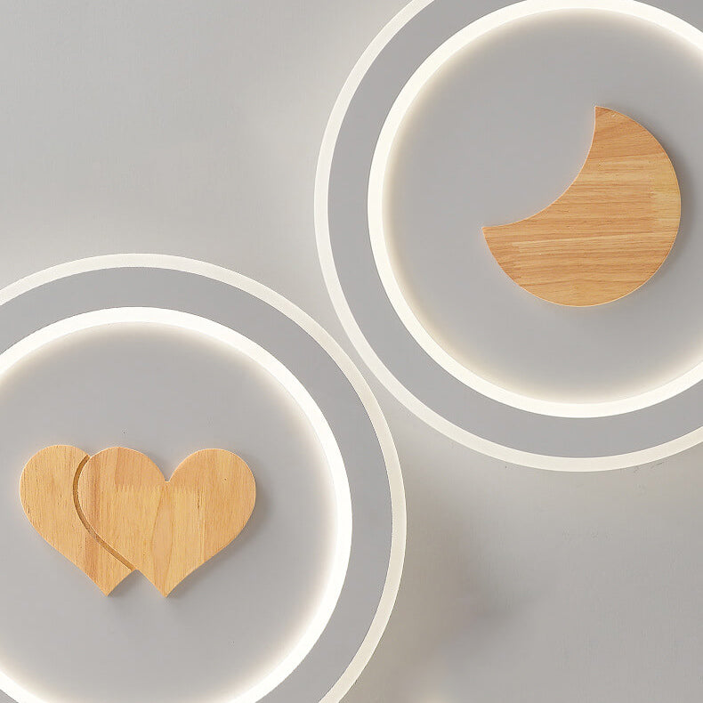 Moderne einfache Deckenleuchte mit LED und massivem Holzdesign 