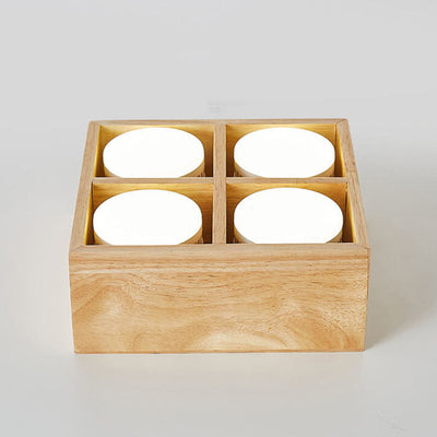 Japanische minimalistische quadratische Massivholz-Spotlight-LED-Deckenleuchte mit bündiger Montage 