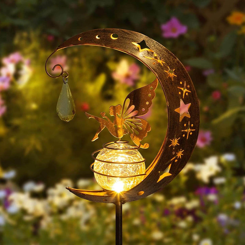 Modern Solar Moon Fairy Decorative Iron LED Outdoor Landscape Lighting