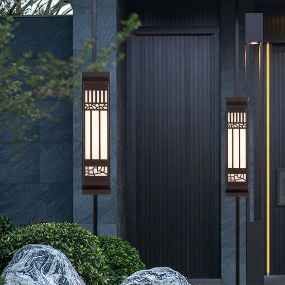 Outdoor Modern Chinese Imitation Marble Rectangular LED Wall Sconce Lamp