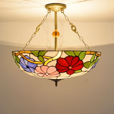 European Style Creative Pastoral Morning Glory Tiffany 5-Light Chandelier