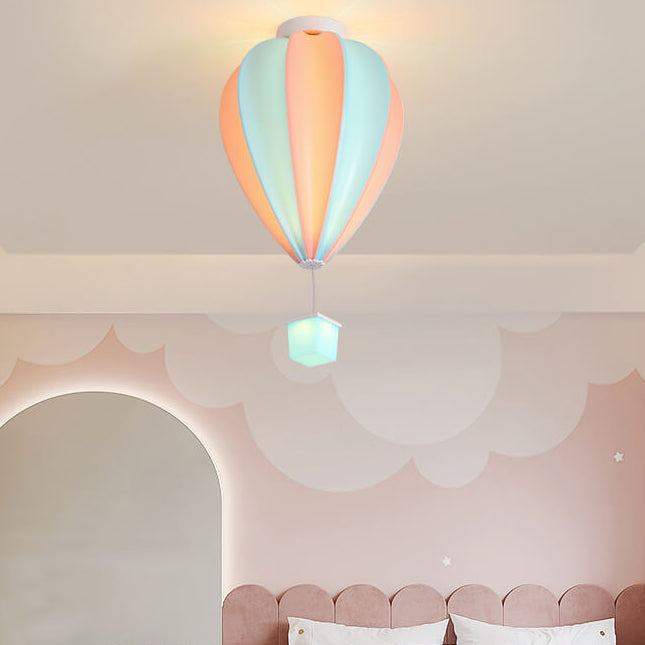Cartoon Creative PE Hot Air Balloon LED Semi-Flush Mount Ceiling Light