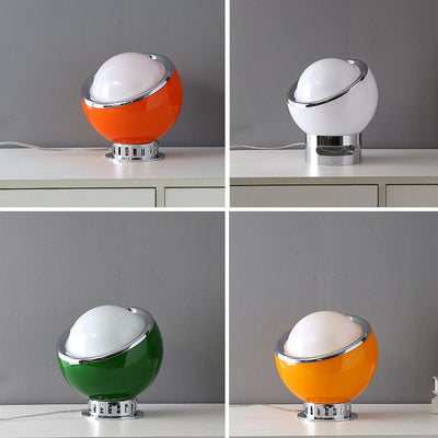 Lampe de table à 1 lumière en verre et fer à tête ronde moderne et colorée 