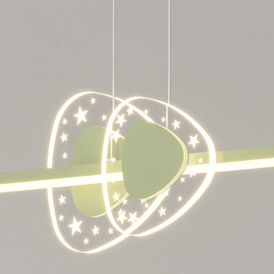 Contemporary Creative Iron Geometric Circular Line Combination Acrylic Shade LED Island Light Pendant Light For Dining Room