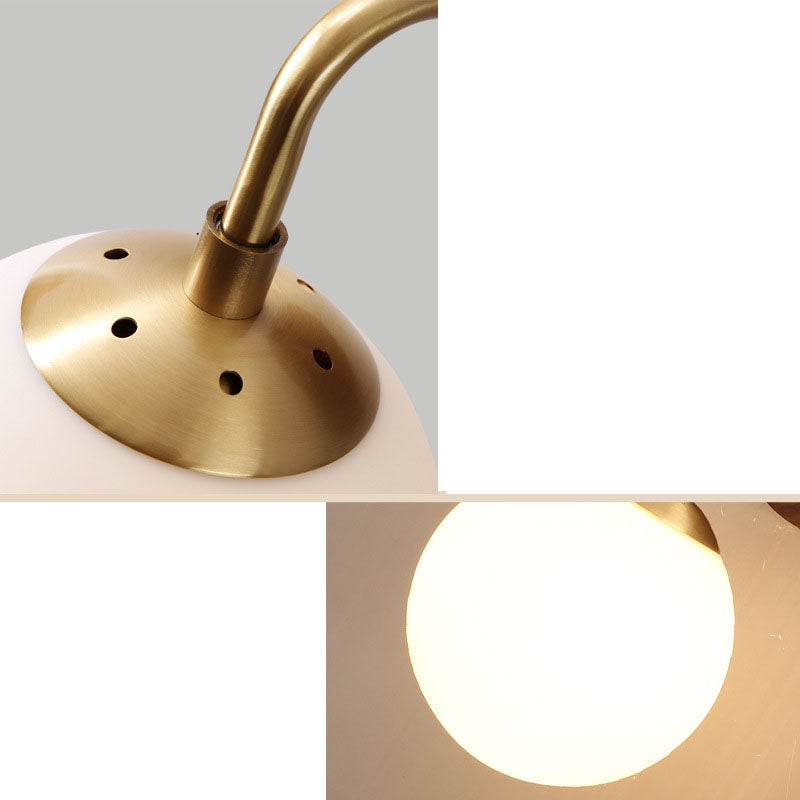 Contemporary Nordic Walnut Brass Glass Round Orb 1-Light Wall Sconce Lamp for Living Room