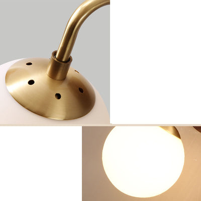 Nordic Walnut Brass Glass Orb 1-Light Wall Sconce Lamp
