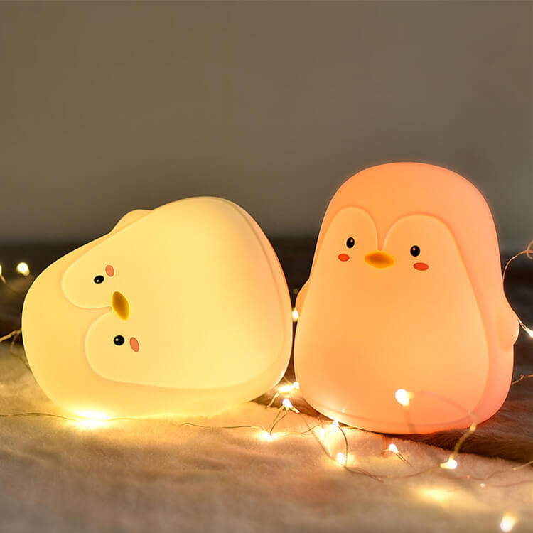 Cartoon Penguin Silicone USB LED Kids Night Light Table Lamp