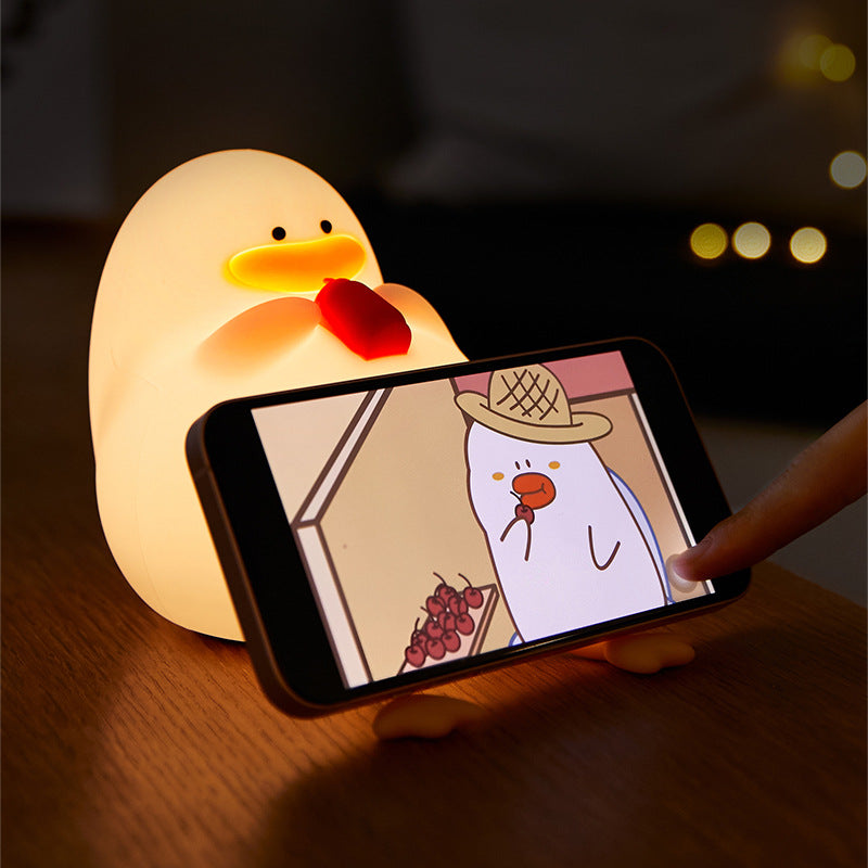 Lampe de table LED Creative Cartoon Silicone Canard Pat Veilleuse 