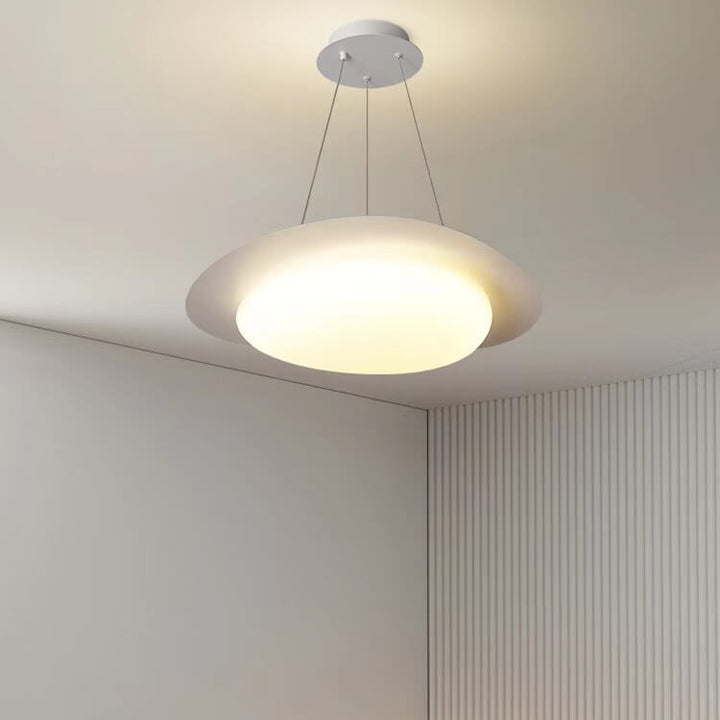 Suspension LED en acrylique et fer avec galets blancs minimalistes nordiques 