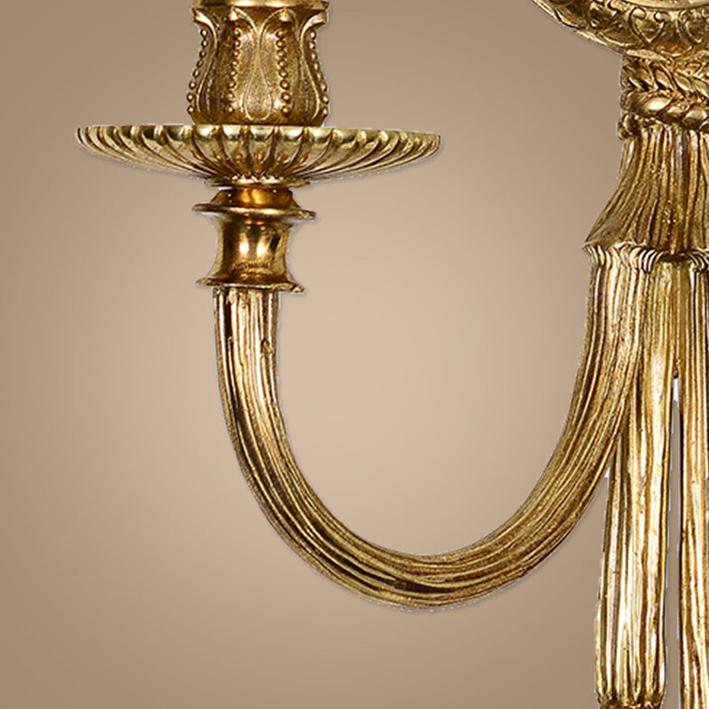Traditional French Cylinder Sconce Full Brass 2-Light Wall Sconce Lamp For Living Room