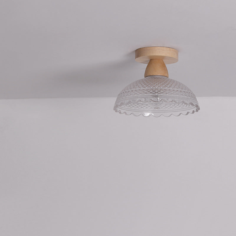 Japanische minimalistische Log Glass 1-Light Semi-Flush Mount Light