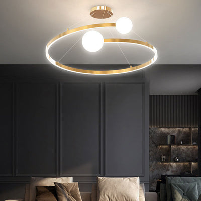 Nordic Light Luxury Creative Open Ring Design LED Chandelier