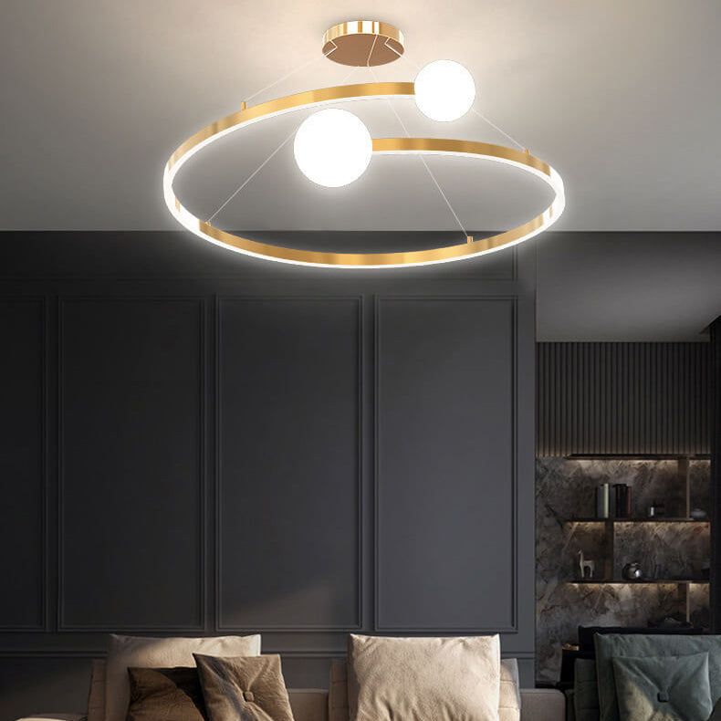 Nordic Light Luxury Creative Open Ring Design LED Chandelier