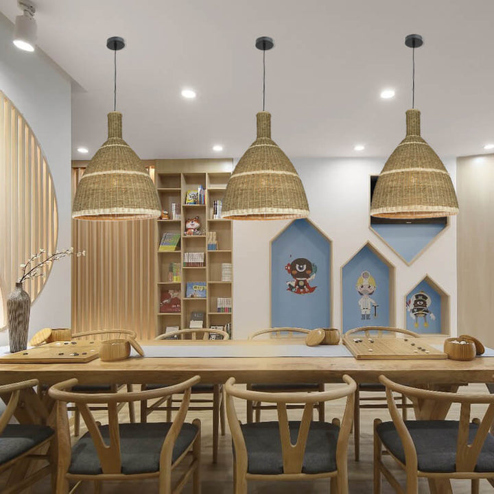 Suspension contemporaine en corde de cresson côtier tissé en rotin avec 1 lumière pour le salon 