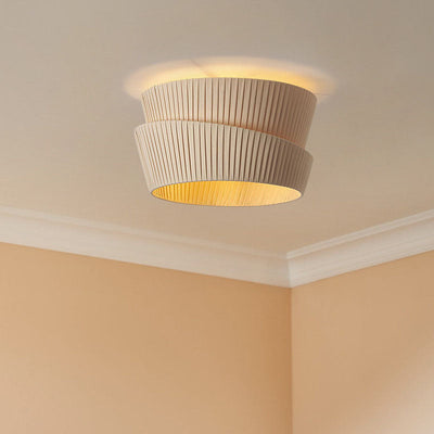 Modern Minimalist Round Hardware Fiber Fabric 3-Light Flush Mount Ceiling Light For Living Room