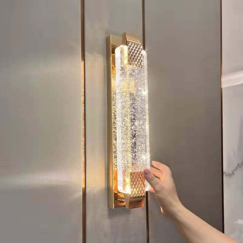 Light Luxury Gold Bubble Crystal Rectangular LED Wall Sconce Lamp