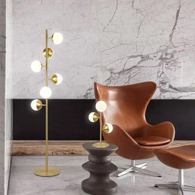 Modern Minimalist Round Ball Metal Glass 6-Light Standing Floor Lamp