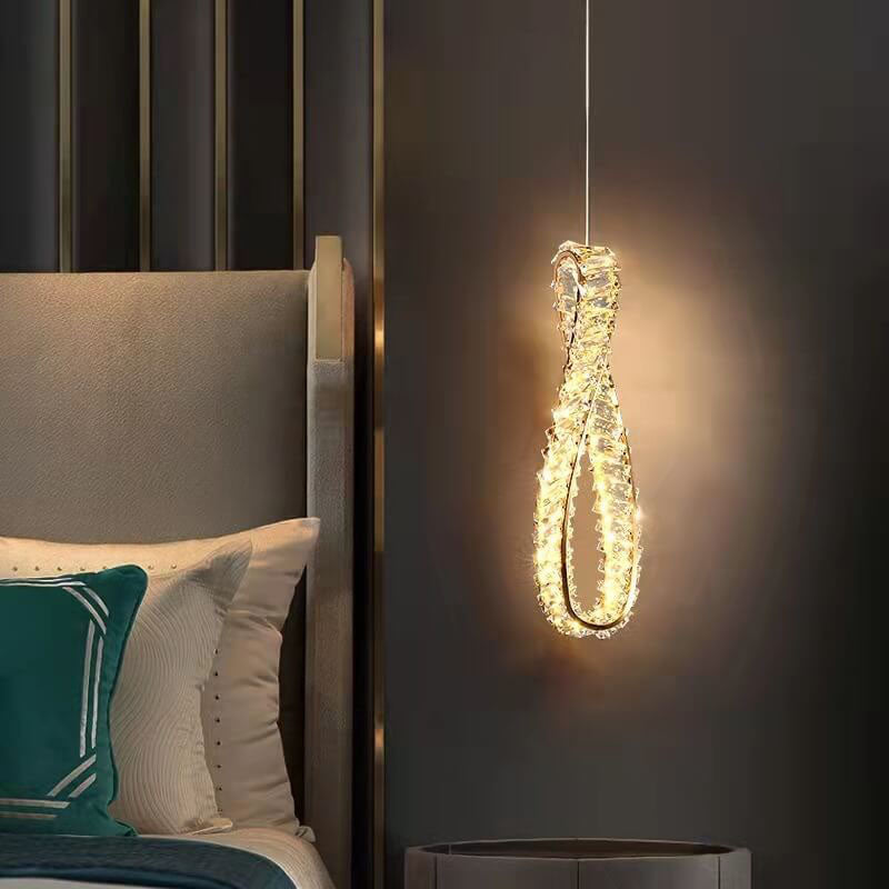 Modern Light Luxury Ring Crystal Hardware LED Pendant Light