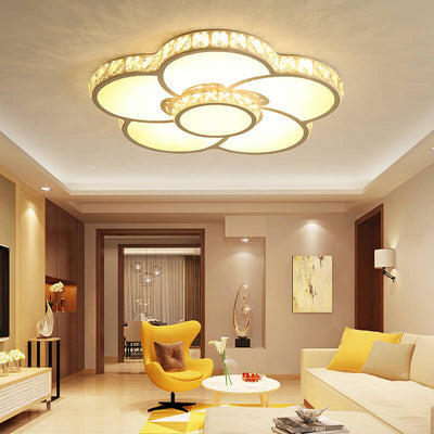 Modern Light Luxury Flowers Crystal LED Flush Mount Ceiling Light