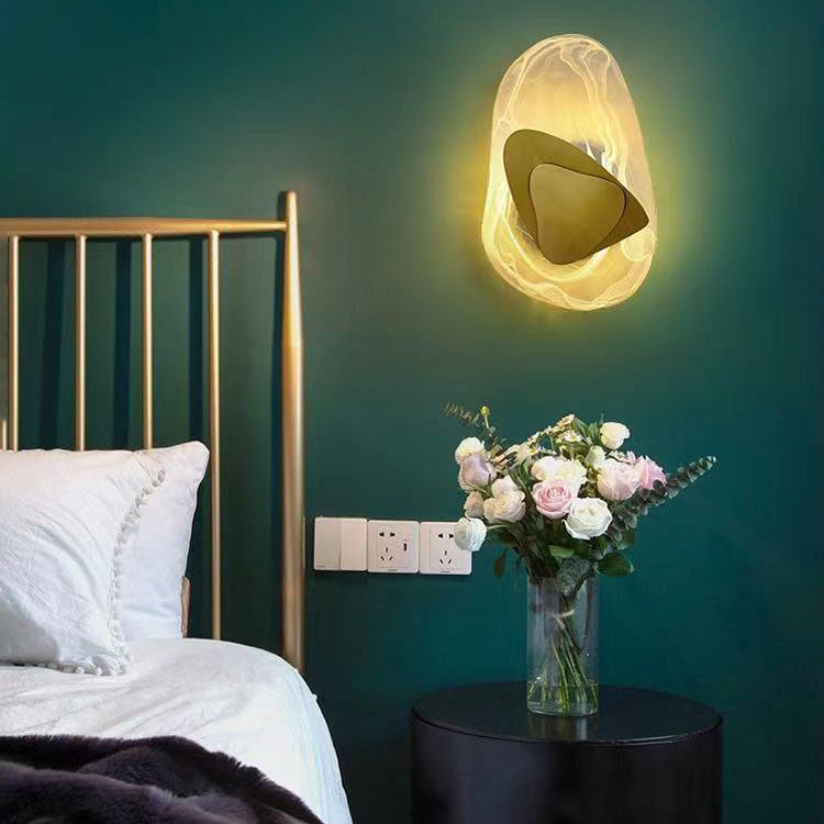 Moderne minimalistische unregelmäßige ovale Hardware Glas LED Wandleuchte Lampe für Schlafzimmer 