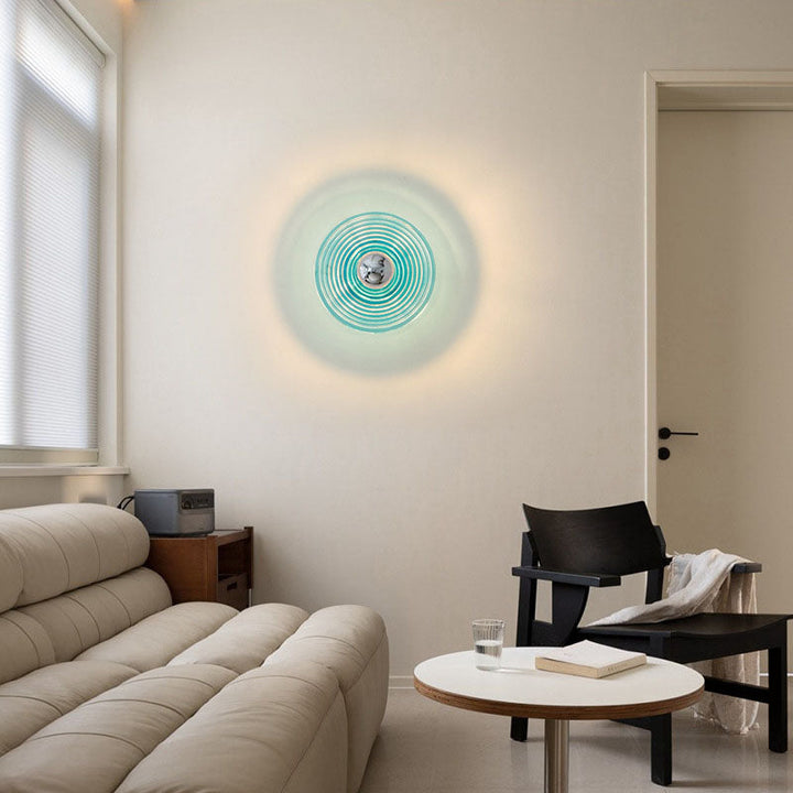 Moderne Art Deco Welle Muster Runde Glas 1-Licht Wand Leuchte Lampe Für Schlafzimmer 