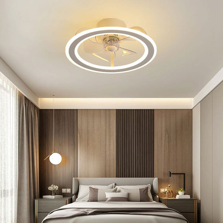 Nordic Creative Round LED Semi-Flush Mount Ceiling Fan Light