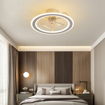 Nordic Creative Round LED Semi-Flush Mount Ceiling Fan Light