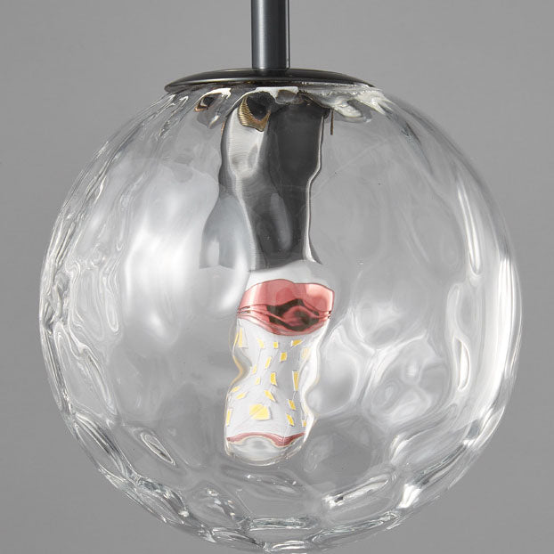 Moderne luxuriöse Pendelleuchte aus Eisen und strukturiertem Glas mit Wasserwellenmuster, 1-flammig, für das Wohnzimmer 