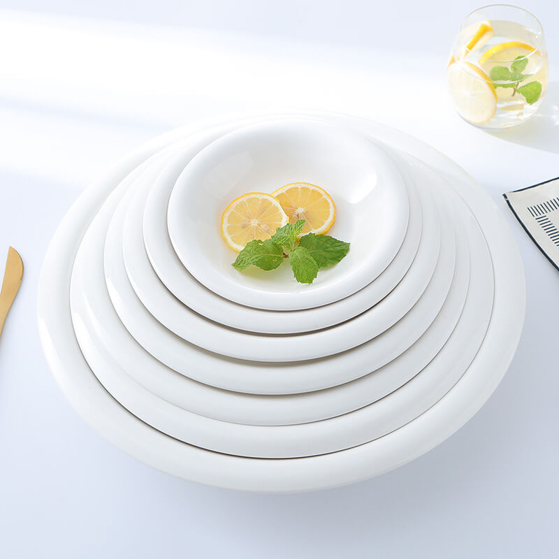 Pure White Porcelain Round Salad and Dessert Plate
