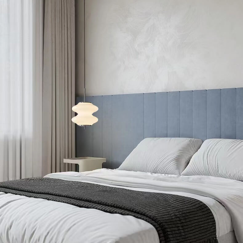 Contemporary Nordic Antique Milk White Glass Gourd LED Pendant Light For Bedroom