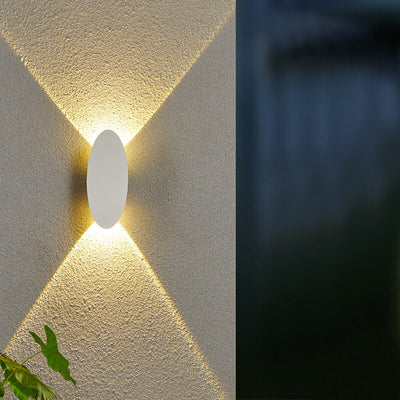 Lámpara de Aplique de Pared Impermeable LED para Exterior de Aluminio de Forma Oval Simple y Plana 